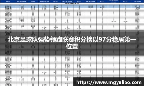 北京足球队强势领跑联赛积分榜以97分稳居第一位置